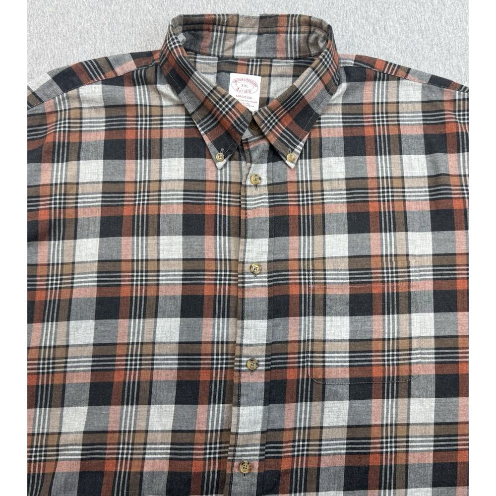Brooks Brothers Shirt Mens XL Plaid 100% Cotton 1818 Madison Flannel Button Down